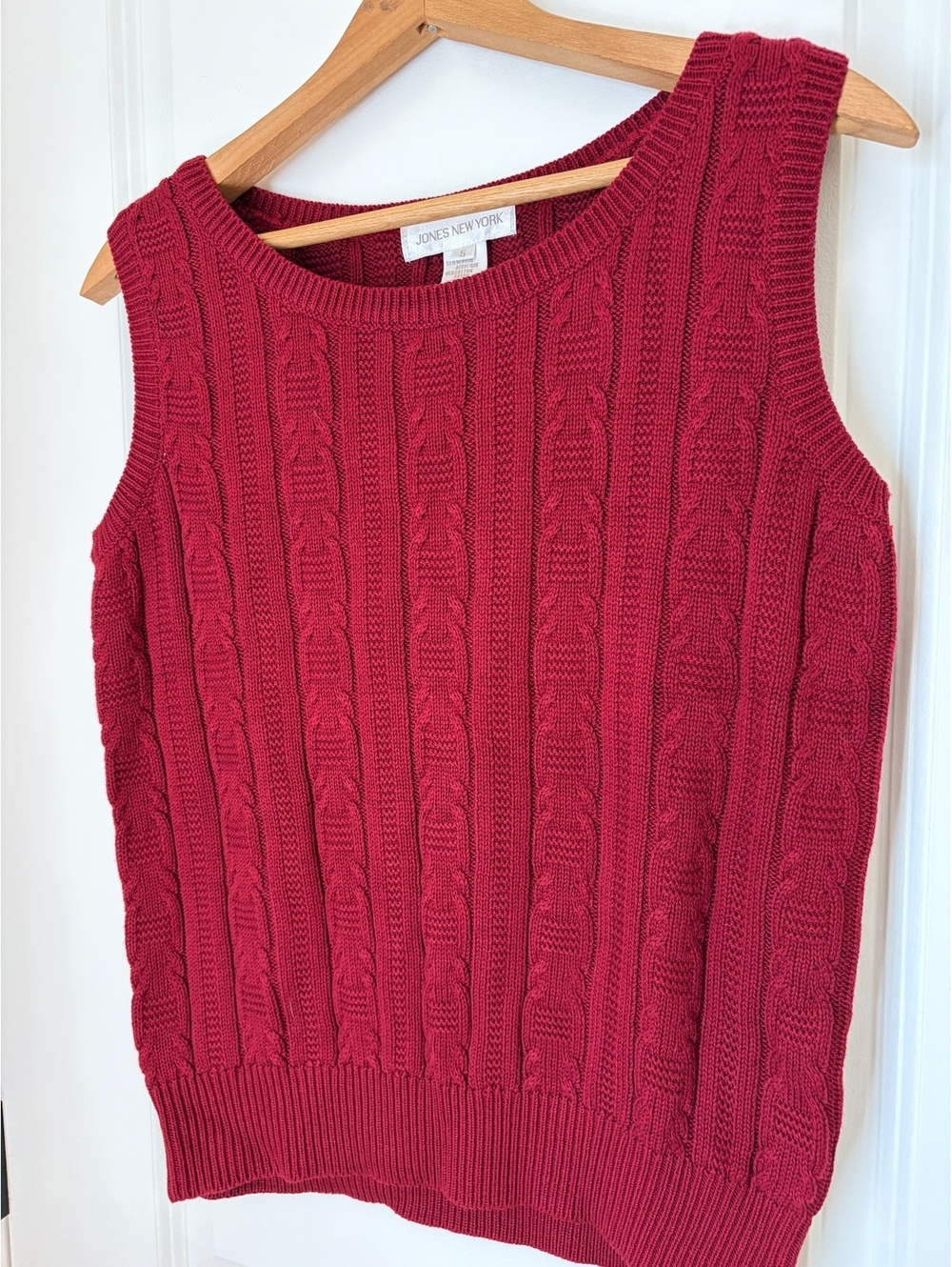 Cable knit cotton blend vintage tank